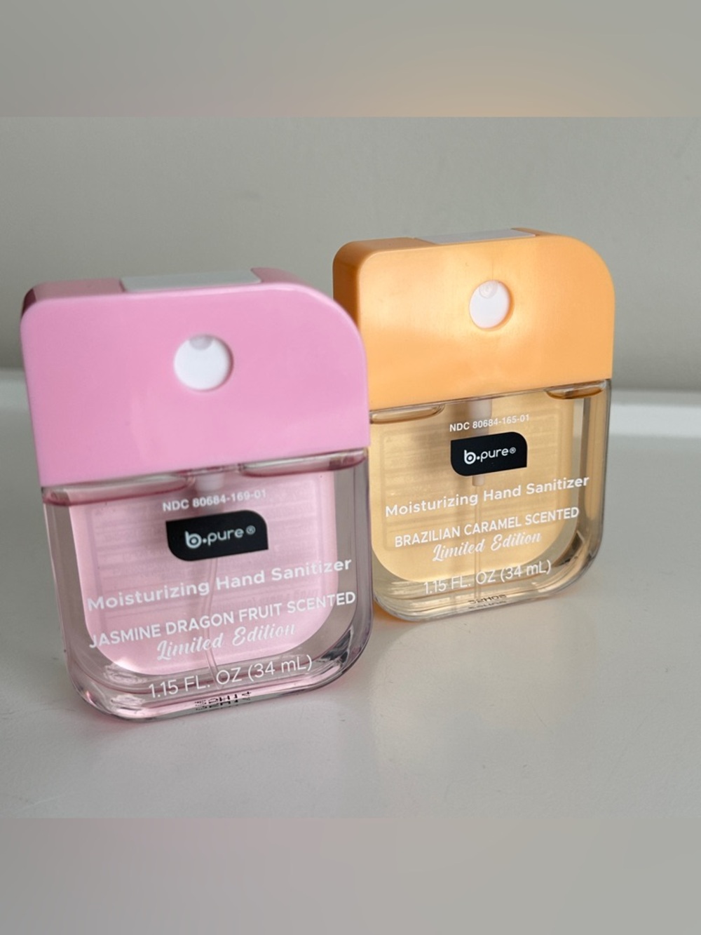 B-Pure Scented Hand Sanitizer Sprays Jasmine Dragonfruit Brazilian Caramel